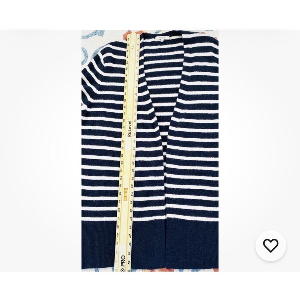 Madewell Striped Wool Alpaca Cardigan Navy Cream Open Front Cozy Sweater L - Picture 6 of 7